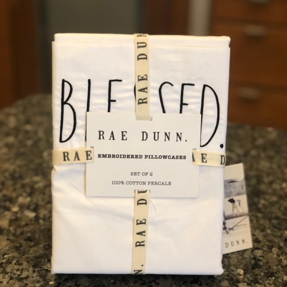Rae Dunn BLESSED Embroidered Pillowcases